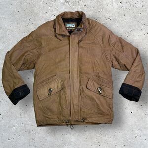 Vtg ADLER Genuine Leather Field Jacket Quilted Flannel Lined Parka Coat Sz Small